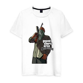 Мужская футболка хлопок с принтом GTA San Andreas в Кировске, 100% хлопок | прямой крой, круглый вырез горловины, длина до линии бедер, слегка спущенное плечо. | gta | gta san andreas | gtasa | мобильные игры