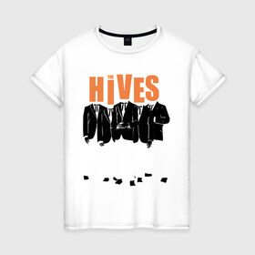 Женская футболка хлопок с принтом The Hives (пиджаки) в Кировске, 100% хлопок | прямой крой, круглый вырез горловины, длина до линии бедер, слегка спущенное плечо | kubana 2014 | the hives | альтернатива | кубана 2014 | музыка | рок | с группами | фестиваль