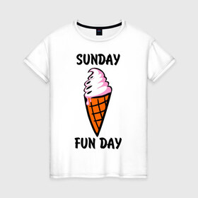 Женская футболка хлопок с принтом Рожок в Кировске, 100% хлопок | прямой крой, круглый вырез горловины, длина до линии бедер, слегка спущенное плечо | sunday fun day | воскресенье веселый день