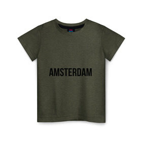 Детская футболка хлопок с принтом Amsterdam в Кировске, 100% хлопок | круглый вырез горловины, полуприлегающий силуэт, длина до линии бедер | amsterdam | амстердам | голландия | туристические