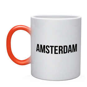 Кружка хамелеон с принтом Amsterdam в Кировске, керамика | меняет цвет при нагревании, емкость 330 мл | amsterdam | амстердам | голландия | туристические