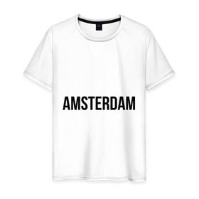 Мужская футболка хлопок с принтом Amsterdam в Кировске, 100% хлопок | прямой крой, круглый вырез горловины, длина до линии бедер, слегка спущенное плечо. | amsterdam | амстердам | голландия | туристические