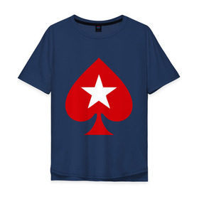 Мужская футболка хлопок Oversize с принтом Покер Пики Poker Stars в Кировске, 100% хлопок | свободный крой, круглый ворот, “спинка” длиннее передней части | игры | карты | покер | покер пики poker stars