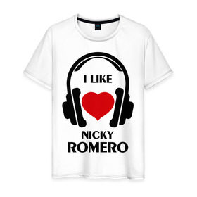 Мужская футболка хлопок с принтом Мне нравится Nicky Romero в Кировске, 100% хлопок | прямой крой, круглый вырез горловины, длина до линии бедер, слегка спущенное плечо. | 