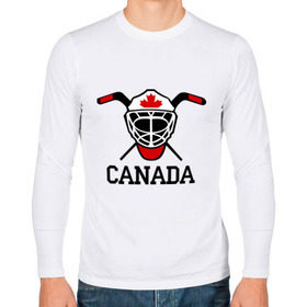 Мужской лонгслив хлопок с принтом Canada (Канадский хоккей) в Кировске, 100% хлопок |  | canada | канадский | клюшка | спорт | хоккей | шайба