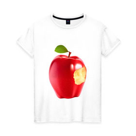 Женская футболка хлопок с принтом В яблочко! в Кировске, 100% хлопок | прямой крой, круглый вырез горловины, длина до линии бедер, слегка спущенное плечо | apple | в яблочко | любовь | яблоко