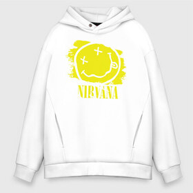 Мужское худи Oversize хлопок с принтом смайл NIRVANA в Кировске, френч-терри — 70% хлопок, 30% полиэстер. Мягкий теплый начес внутри —100% хлопок | боковые карманы, эластичные манжеты и нижняя кромка, капюшон на магнитной кнопке | kurt cobain | nirvana | rock | курт кобейн | нирвана | рожица | рок | смайл | смайлик | улыбка