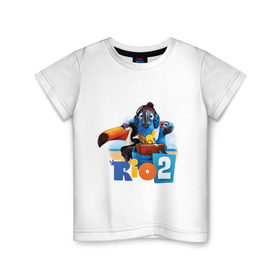 Детская футболка хлопок с принтом Рио 2 в Кировске, 100% хлопок | круглый вырез горловины, полуприлегающий силуэт, длина до линии бедер | голубчик | жемчужинка | мультик | мультфильм | попугай | рафаэль | рио | рио 2
