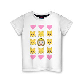 Детская футболка хлопок с принтом Кошатница в Кировске, 100% хлопок | круглый вырез горловины, полуприлегающий силуэт, длина до линии бедер | emojin | happy family | котики | коты | кошатница | смайлы | эмоджин