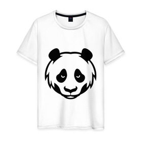 Мужская футболка хлопок с принтом Дружелюбная панда в Кировске, 100% хлопок | прямой крой, круглый вырез горловины, длина до линии бедер, слегка спущенное плечо. | Тематика изображения на принте: 