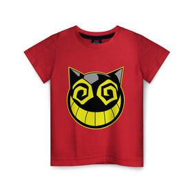 Детская футболка хлопок с принтом Сумасшедший смайл в Кировске, 100% хлопок | круглый вырез горловины, полуприлегающий силуэт, длина до линии бедер | глаза чеширский кот | кот | котик | мультфильмы | смайл | сумасшедший смайл