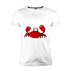 Мужская футболка премиум с принтом Краб в Кировске, 92% хлопок, 8% лайкра | приталенный силуэт, круглый вырез ворота, длина до линии бедра, короткий рукав | еда | животные | краб | море | пляж | рак
