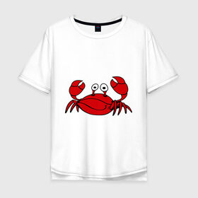 Мужская футболка хлопок Oversize с принтом Краб в Кировске, 100% хлопок | свободный крой, круглый ворот, “спинка” длиннее передней части | еда | животные | краб | море | пляж | рак