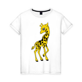 Женская футболка хлопок с принтом Жираф в Кировске, 100% хлопок | прямой крой, круглый вырез горловины, длина до линии бедер, слегка спущенное плечо | 
