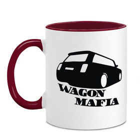 Кружка двухцветная с принтом WAGON MAFIA в Кировске, керамика | объем — 330 мл, диаметр — 80 мм. Цветная ручка и кайма сверху, в некоторых цветах — вся внутренняя часть | дрифт