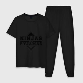 Мужская пижама хлопок с принтом Ninjas In Pyjamas в Кировске, 100% хлопок | брюки и футболка прямого кроя, без карманов, на брюках мягкая резинка на поясе и по низу штанин
 | nip