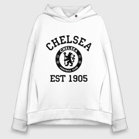 Женское худи Oversize хлопок с принтом Chelsea 1905 в Кировске, френч-терри — 70% хлопок, 30% полиэстер. Мягкий теплый начес внутри —100% хлопок | боковые карманы, эластичные манжеты и нижняя кромка, капюшон на магнитной кнопке | 1905 | chelsea | chelsea logo | fc | footbal club | лого | логотип | спорт | футбол | футбольный клуб | челси