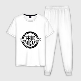 Мужская пижама хлопок с принтом Barcelona FC в Кировске, 100% хлопок | брюки и футболка прямого кроя, без карманов, на брюках мягкая резинка на поясе и по низу штанин
 | barcelona | fc | fc barcelona | footbal club | барселона | лого | логотип | спорт | футбол | футбольный клуб