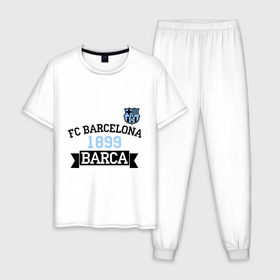 Мужская пижама хлопок с принтом Barca в Кировске, 100% хлопок | брюки и футболка прямого кроя, без карманов, на брюках мягкая резинка на поясе и по низу штанин
 | Тематика изображения на принте: barcelona | fc | fc barcelona | footbal club | барселона | лого | логотип | спорт | футбол | футбольный клуб