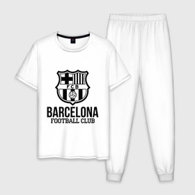 Мужская пижама хлопок с принтом Barcelona FC в Кировске, 100% хлопок | брюки и футболка прямого кроя, без карманов, на брюках мягкая резинка на поясе и по низу штанин
 | barcelona | fc | fc barcelona | footbal club | барселона | лого | логотип | спорт | футбол | футбольный клуб