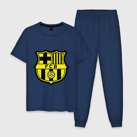 Мужская пижама хлопок с принтом Barcelona logo в Кировске, 100% хлопок | брюки и футболка прямого кроя, без карманов, на брюках мягкая резинка на поясе и по низу штанин
 | barcelona | fc | fc barcelona | footbal club | барселона | лого | логотип | спорт | футбол | футбольный клуб