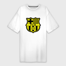 Платье-футболка хлопок с принтом Barcelona logo в Кировске,  |  | barcelona | fc | fc barcelona | footbal club | барселона | лого | логотип | спорт | футбол | футбольный клуб
