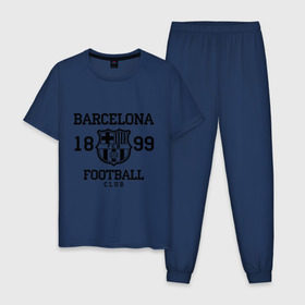 Мужская пижама хлопок с принтом Barcelona 1899 в Кировске, 100% хлопок | брюки и футболка прямого кроя, без карманов, на брюках мягкая резинка на поясе и по низу штанин
 | barcelona | fc | fc barcelona | footbal club | барселона | лого | логотип | спорт | футбол | футбольный клуб
