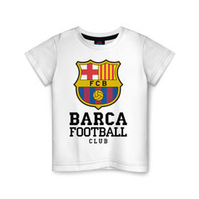 Детская футболка хлопок с принтом Barcelona FC в Кировске, 100% хлопок | круглый вырез горловины, полуприлегающий силуэт, длина до линии бедер | barcelona | fc | fc barcelona | footbal club | барселона | лого | логотип | спорт | футбол | футбольный клуб