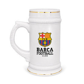 Кружка пивная с принтом Barcelona FC в Кировске,  керамика (Материал выдерживает высокую температуру, стоит избегать резкого перепада температур) |  объем 630 мл | barcelona | fc | fc barcelona | footbal club | барселона | лого | логотип | спорт | футбол | футбольный клуб