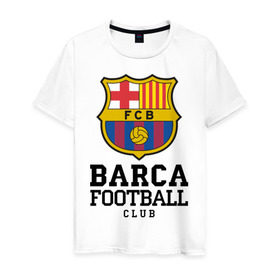 Мужская футболка хлопок с принтом Barcelona FC в Кировске, 100% хлопок | прямой крой, круглый вырез горловины, длина до линии бедер, слегка спущенное плечо. | barcelona | fc | fc barcelona | footbal club | барселона | лого | логотип | спорт | футбол | футбольный клуб
