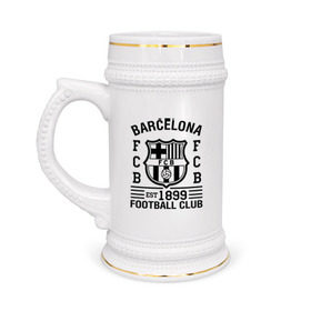 Кружка пивная с принтом FC Barcelona в Кировске,  керамика (Материал выдерживает высокую температуру, стоит избегать резкого перепада температур) |  объем 630 мл | Тематика изображения на принте: barcelona | fc | fc barcelona | footbal club | барселона | лого | логотип | спорт | футбол | футбольный клуб