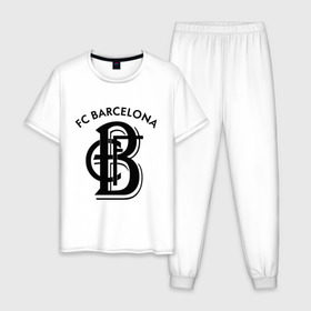 Мужская пижама хлопок с принтом FC Barcelona в Кировске, 100% хлопок | брюки и футболка прямого кроя, без карманов, на брюках мягкая резинка на поясе и по низу штанин
 | barcelona | fc | fc barcelona | footbal club | барселона | лого | логотип | спорт | футбол | футбольный клуб