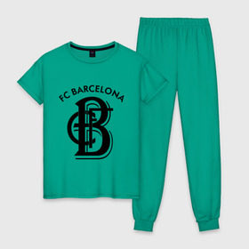 Женская пижама хлопок с принтом FC Barcelona в Кировске, 100% хлопок | брюки и футболка прямого кроя, без карманов, на брюках мягкая резинка на поясе и по низу штанин | barcelona | fc | fc barcelona | footbal club | барселона | лого | логотип | спорт | футбол | футбольный клуб