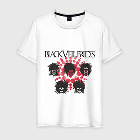 Мужская футболка хлопок с принтом Black veil brides (черепушки) в Кировске, 100% хлопок | прямой крой, круглый вырез горловины, длина до линии бедер, слегка спущенное плечо. | black veil brides