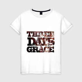 Женская футболка хлопок с принтом Three days grace (dark) в Кировске, 100% хлопок | прямой крой, круглый вырез горловины, длина до линии бедер, слегка спущенное плечо | three days grace