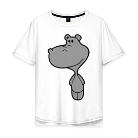 Мужская футболка хлопок Oversize с принтом Бегемотик в Кировске, 100% хлопок | свободный крой, круглый ворот, “спинка” длиннее передней части | бегемот | большой | добрый