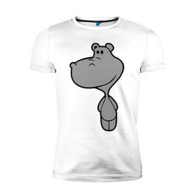 Мужская футболка премиум с принтом Бегемотик в Кировске, 92% хлопок, 8% лайкра | приталенный силуэт, круглый вырез ворота, длина до линии бедра, короткий рукав | бегемот | большой | добрый