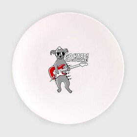 Тарелка 3D с принтом Собака с гитарой (Go hard or go home) в Кировске, фарфор | диаметр - 210 мм
диаметр для нанесения принта - 120 мм | гитара