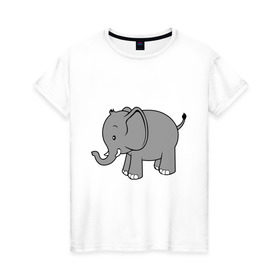 Женская футболка хлопок с принтом Слоник в Кировске, 100% хлопок | прямой крой, круглый вырез горловины, длина до линии бедер, слегка спущенное плечо | слон