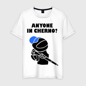 Мужская футболка хлопок с принтом DayZ: Anyone in cherno в Кировске, 100% хлопок | прямой крой, круглый вырез горловины, длина до линии бедер, слегка спущенное плечо. | anyone in cherno | dayz | дейзи