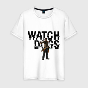 Мужская футболка хлопок с принтом Watch Dogs в Кировске, 100% хлопок | прямой крой, круглый вырез горловины, длина до линии бедер, слегка спущенное плечо. | 