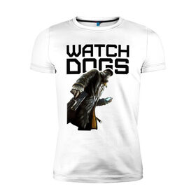 Мужская футболка премиум с принтом Watch Dogs в Кировске, 92% хлопок, 8% лайкра | приталенный силуэт, круглый вырез ворота, длина до линии бедра, короткий рукав | Тематика изображения на принте: games | watch dogs