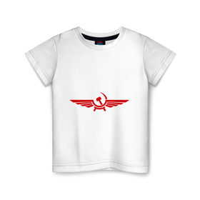 Детская футболка хлопок с принтом Серп и молот в виде орла в Кировске, 100% хлопок | круглый вырез горловины, полуприлегающий силуэт, длина до линии бедер | крылья