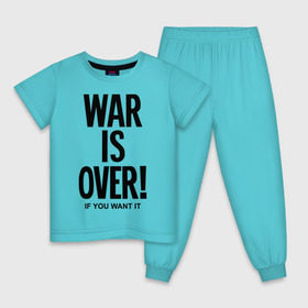 Детская пижама хлопок с принтом War is over if you want в Кировске, 100% хлопок |  брюки и футболка прямого кроя, без карманов, на брюках мягкая резинка на поясе и по низу штанин
 | over | swag | want | war | you | война | если | кончилась | окончена | свэг | хочешь