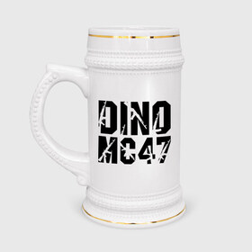 Кружка пивная с принтом Dino MC 47 в Кировске,  керамика (Материал выдерживает высокую температуру, стоит избегать резкого перепада температур) |  объем 630 мл | dino mc | dino mc 47 | logo | rap | автомат | лого | логотип | музыка | рэп
