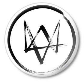 Значок с принтом Watch dog - логотип в Кировске,  металл | круглая форма, металлическая застежка в виде булавки | watch dogs