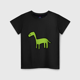 Детская футболка хлопок с принтом Дино - детский рисунок в Кировске, 100% хлопок | круглый вырез горловины, полуприлегающий силуэт, длина до линии бедер | дети | дино | динозавр | диплодок | рисунок