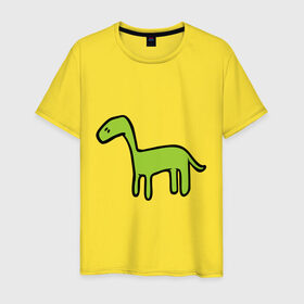 Мужская футболка хлопок с принтом Дино - детский рисунок в Кировске, 100% хлопок | прямой крой, круглый вырез горловины, длина до линии бедер, слегка спущенное плечо. | дети | дино | динозавр | диплодок | рисунок