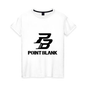 Женская футболка хлопок с принтом Point Blank в Кировске, 100% хлопок | прямой крой, круглый вырез горловины, длина до линии бедер, слегка спущенное плечо | pb | поинт блэнк