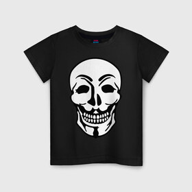 Детская футболка хлопок с принтом Анонимус - череп в Кировске, 100% хлопок | круглый вырез горловины, полуприлегающий силуэт, длина до линии бедер | скелет